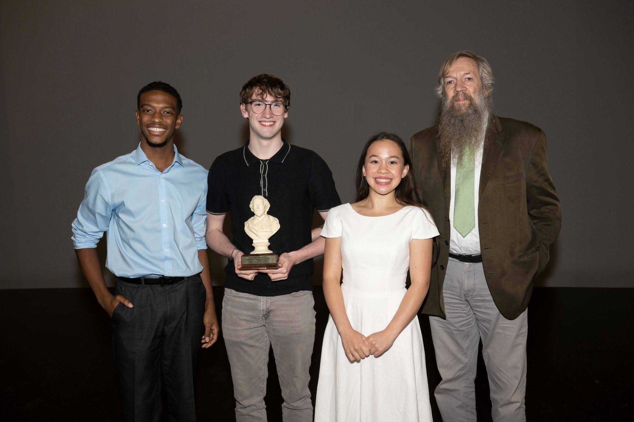 People’s Choice Winners from left to right: De’Mari Marsh, Dallen Arendt, Victoria Chang-Nunley, with Cleveland Branch President Bill Kennedy